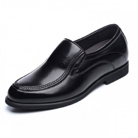Spring 2.56Inches/6.5CM Black Slip On Height Increasing Formal Shoes