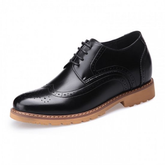 3.2Inches/8CM Black Brogue Wing Tip Lace Up Elevator Wedding Business Shoes