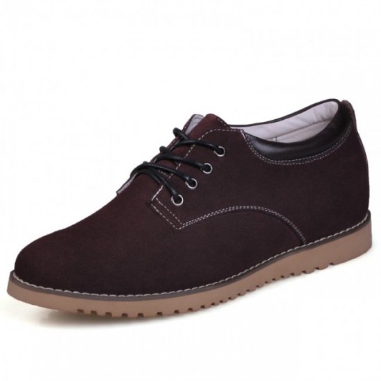 Invisibly 2.36Inches/6CM Brown Suede Leather Height Casual Shoes
