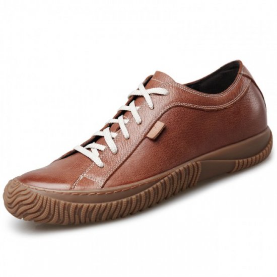 Retro 2.6Inches/6.5CM BrownCowhide Grain Leather Elevator Shoes