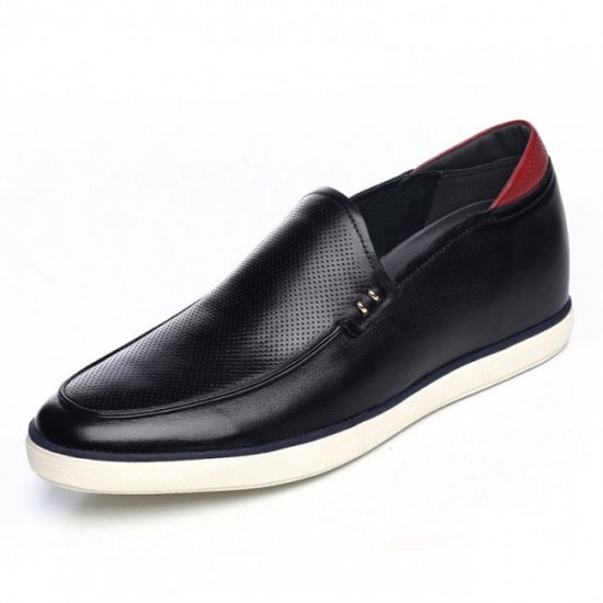 Soft 2.36Inches/6CM Black Upper Sole Loafers Driving Elevator Shoes