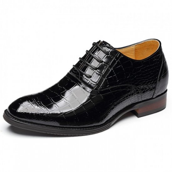 Supreme 2.75Inches/7CM Black Alligator Elevator Oxfords Wedding Shoes [SH894]