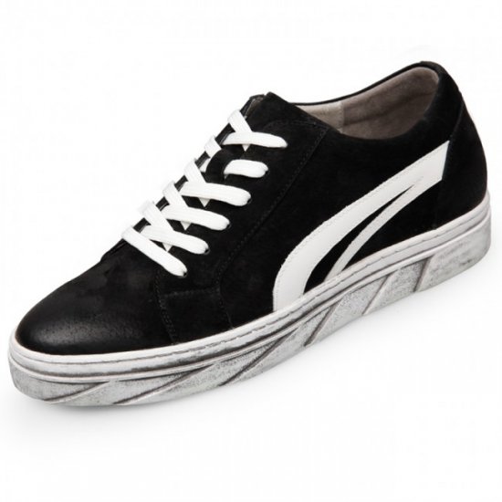 Retro 2.6Inches/6.5CM Hidden Heel Cow Leather Elevator Sneaker Skate Shoes