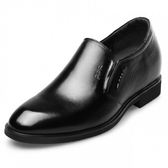 2.4Inches/6CM Black Plain Slip On Dress Loafers Formal Elevator Shoes