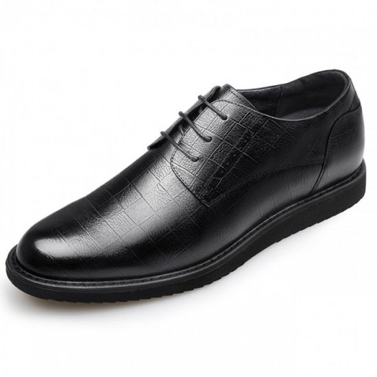 Modern Classic 2.4Inches/6CM Black Hidden Lifts Tuxedo Dress Oxford Shoes