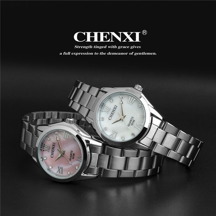 021M CHENXI Stainless Steel Band Quartz Engraved Diamond Dial Watch
