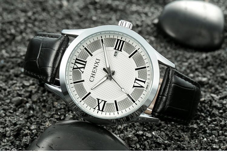 083A CHENXI Skeleton Dial Leather Band Watch