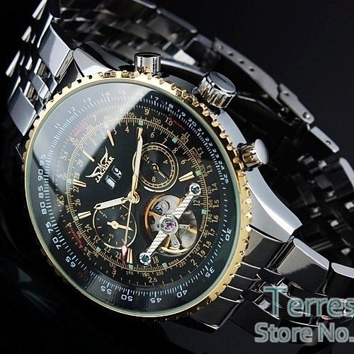 JARAGAR Luxury Watch Men Day/Month Tourbillon Mechanical Watches Stell Men\'s Watch Wristwatch with Gift Box