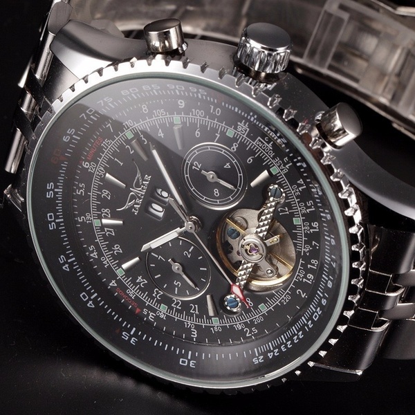 JARAGAR Luxury Watch Men Day/Month Tourbillon Mechanical Watches Stell Men\'s Watch Wristwatch with Gift Box