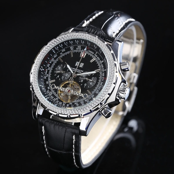 Men Luxury Tourbillon Mechanical Watches Stainless Steel Band and Leather Band for You To Choose with Gift Box