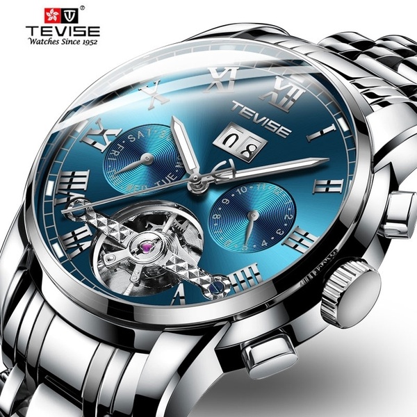 Mens Luxury Watch Men Automatic Mechanical Watch Mens Stainless Steel Tourbillon Calendar Watches