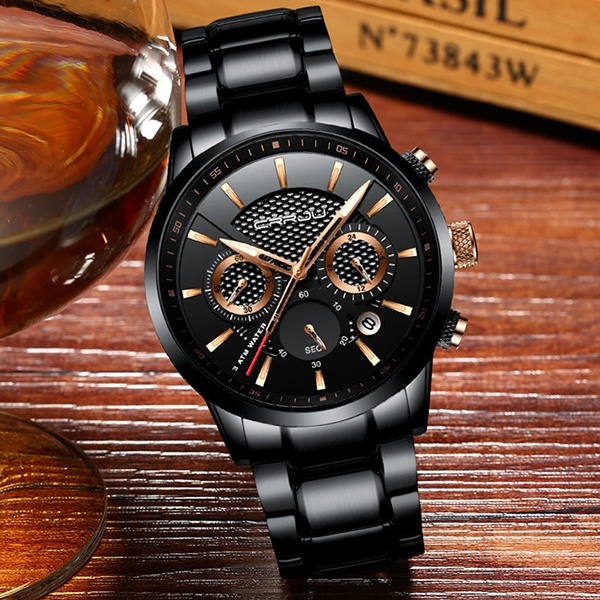 CRRJU Top Luxury Brand Sports Quartz Watches Business Men Full Steel Clock Chronograph Quartz Watch Multi-function Wrist watch