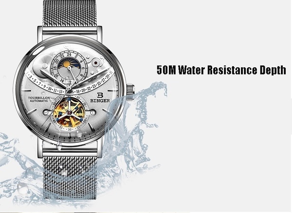 BINGER Watch Men Automatic Mechanical Men Watches Sapphire Waterproof Men Watch Montre Uhr with Gift Box