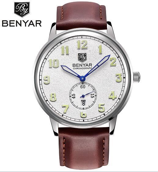 2726M BENYAR Quartz Movement Genuine Leather Band Date Waterproof Watch