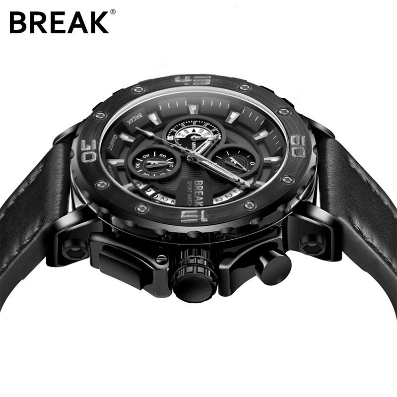 5690 Break Quartz movement Leather Band Luminous Hand Watch