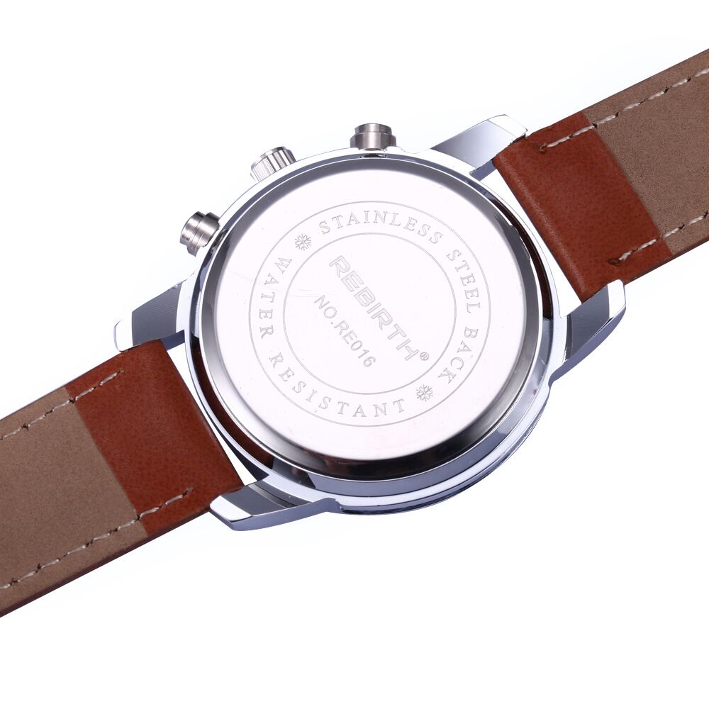 702E016B REBIRTH Quartz Movement Leather Band Casual Watch