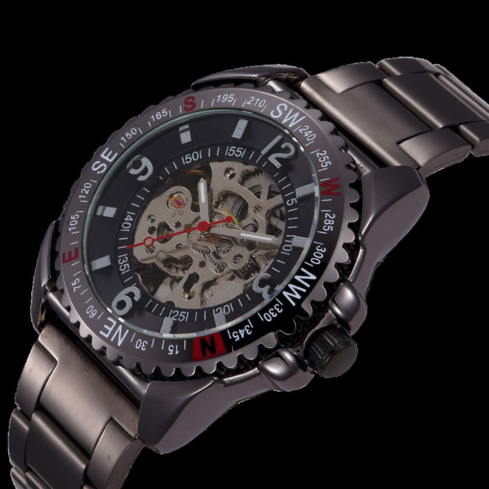 7032018N SH Stainless Steel Band Automatic Movement Skeleton Dial Casual Watch