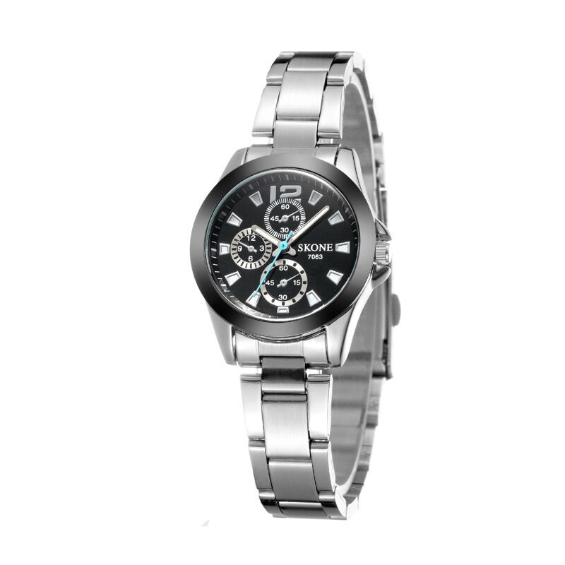 7063 SKONE Stainless Steel Band Quartz Movement Sports Couples Watch