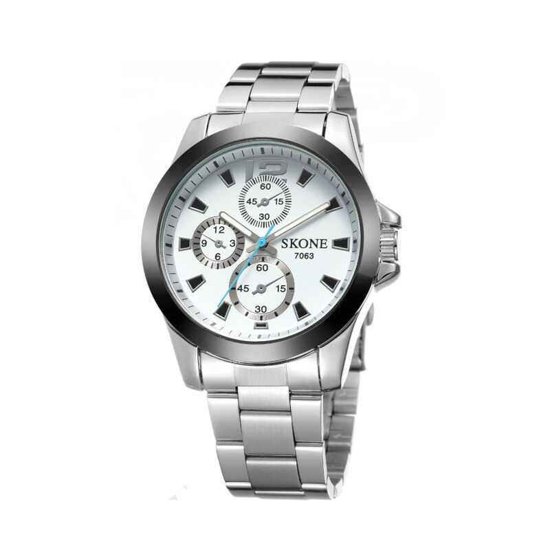 7063 SKONE Stainless Steel Band Quartz Movement Sports Couples Watch