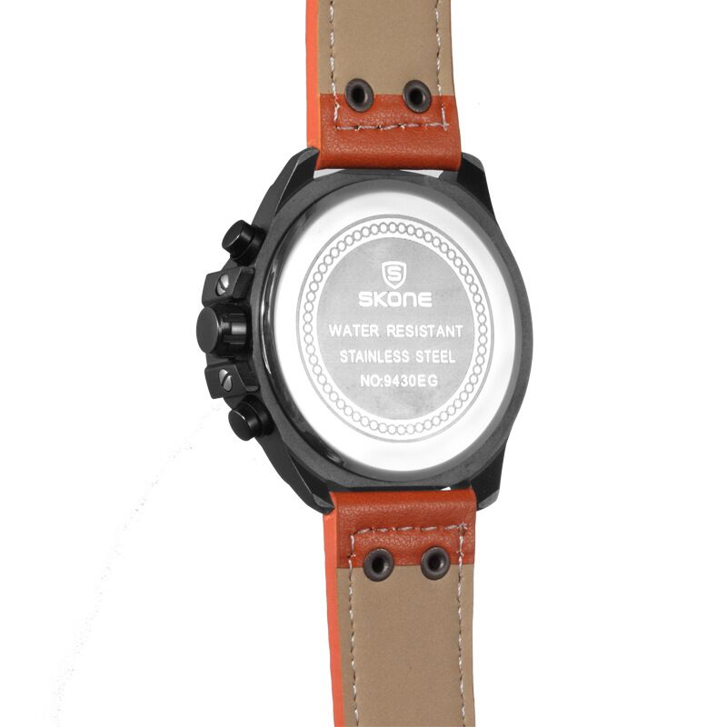 9425-1G SKONE Quartz Movement PU Leather Band Watch