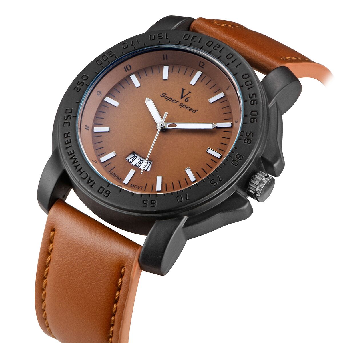 B001 V6 Quartz Movement Silicone Band/Leather Band Watch