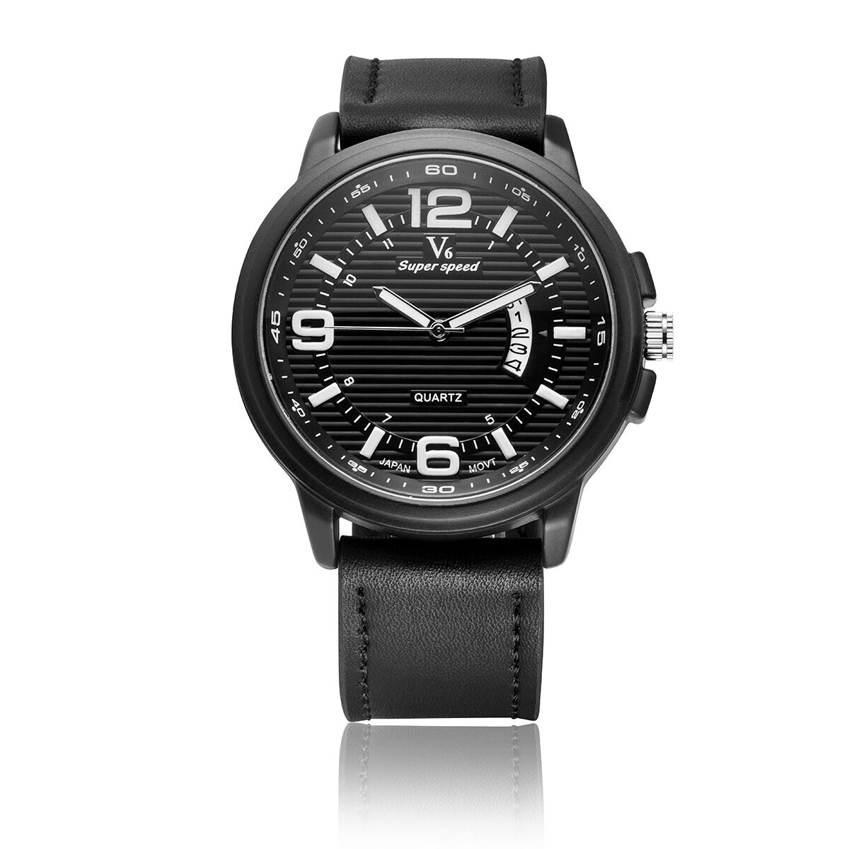 B002 V6 Quartz Movement Silicone Band/Leather Band Watch
