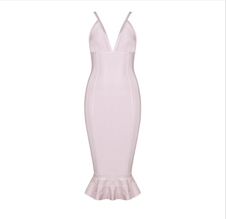 Premium Bandage Elegance V- Neck Flouncing Dress