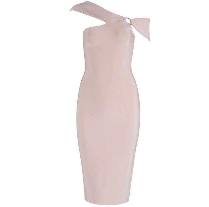 Premium Bandage Elegance Sloping Shoulder Strapless Dress