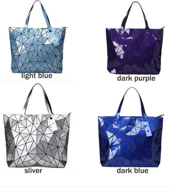 Women Fashion Laser Shoulder Bag Geometric Patterns Bag Rhombic Folding Bag