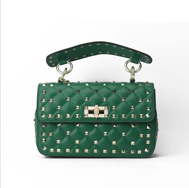 Idolra Unique Rivet Design Gold Chain Shoulder Handbag