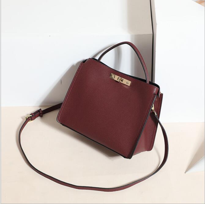 Idolra Simple Luxury Lichee Pattern Shoulder Strap Handbag