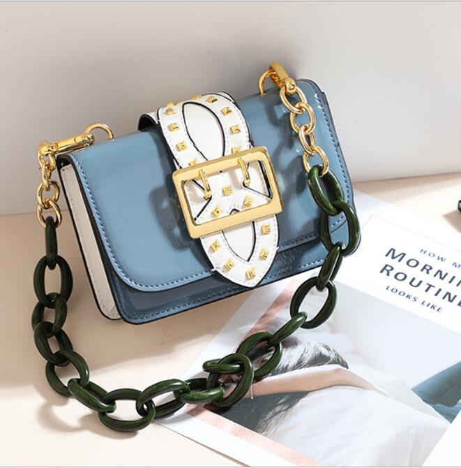 Idolra Unique Rivet Design Multicolor Chain Shoulder Handbag