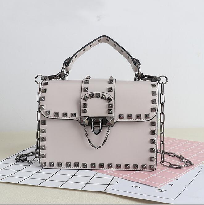 Idolra Unique Rivet Design Chain Shoulder Handbag