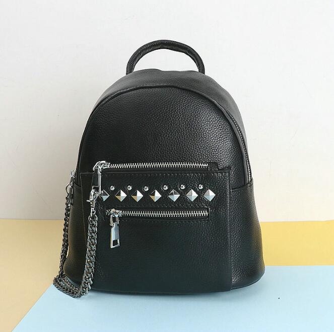 Idolra Unique Rivet Design Chain Backpack Handbag