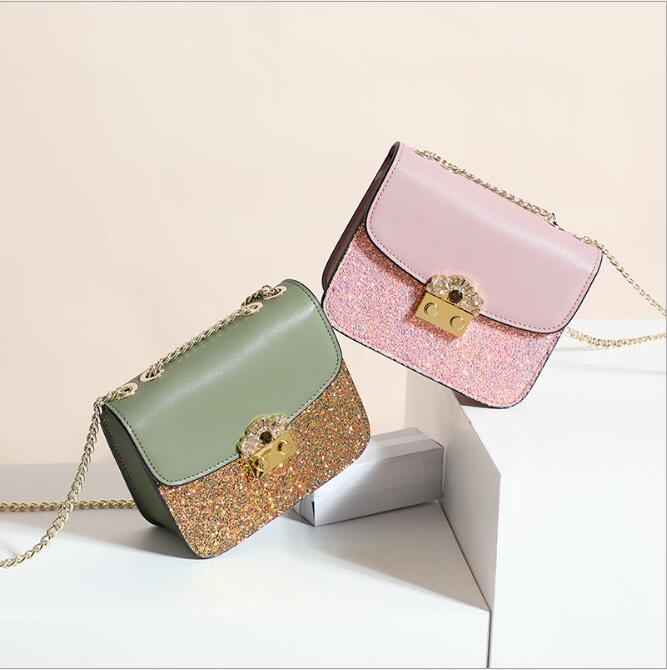 Idolra Fashionable Multicolor Bling Bling Saddle Gold Chain Shoulder Handbag