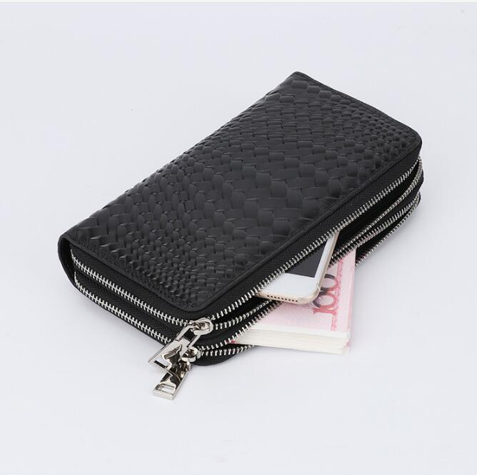Idolra Simple Luxury Business Men Dual Zippers Wallet