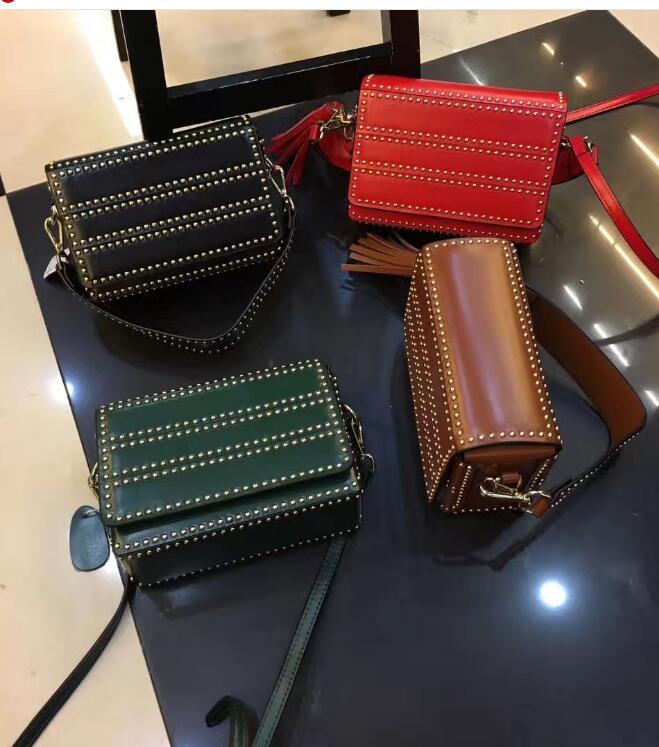 Idolra Unique Rivet Design Tassels Shoulder Handbag