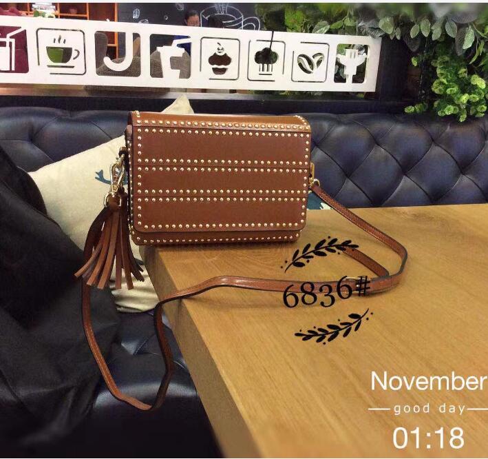 Idolra Unique Rivet Design Tassels Shoulder Handbag