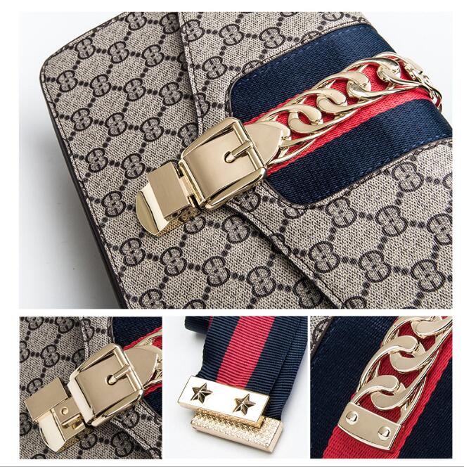 Idolra Fashionabl Monogram Gold Buckle Shoulder Handbag