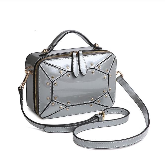 Idolra Unique Rivet Design Gold Wide Shoulder Strap Handbag