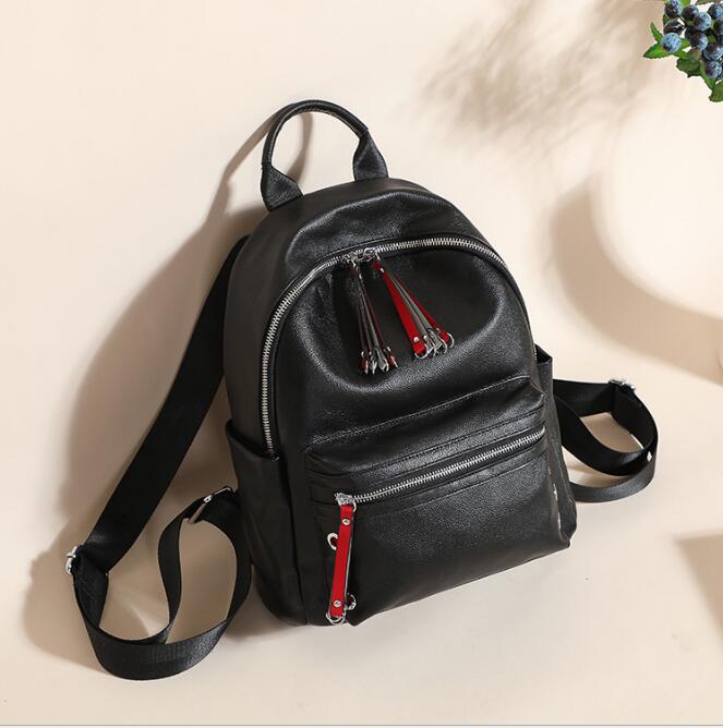 Idolra Modern Stylish Multicolor tassel pendandtTop Cow Leather Backpack Handbag