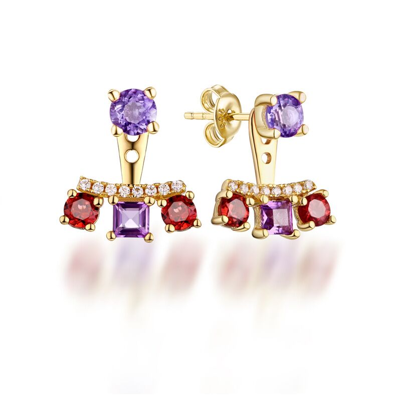 14k Gold Stud Earrings Fashion Luxury DIY Fits Earrings Inlaid Natural Gemstone Women's Eardrop