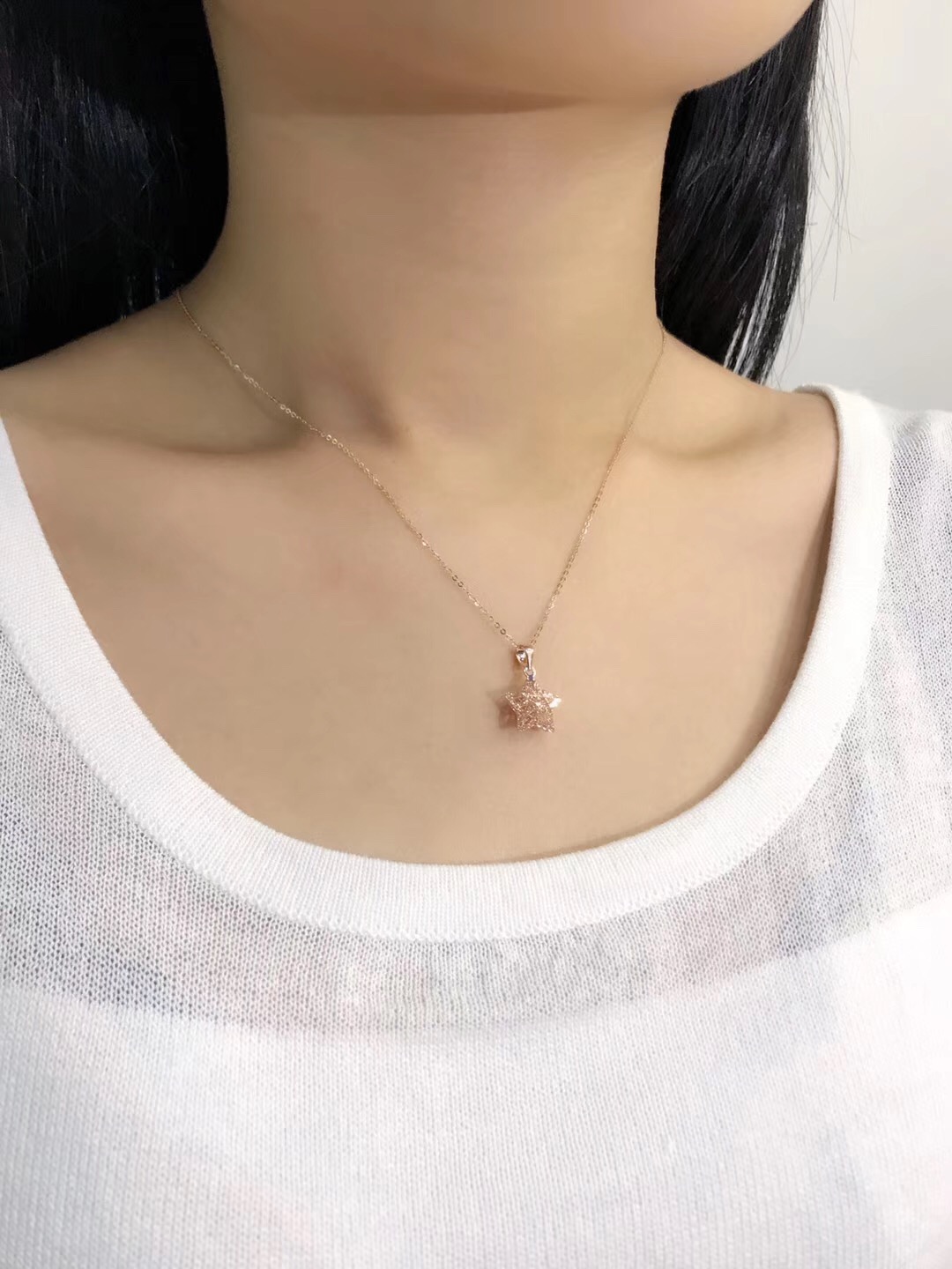 A00020 Star Shaped Necklace in 18k Yellow Gold/18k Rose Gold