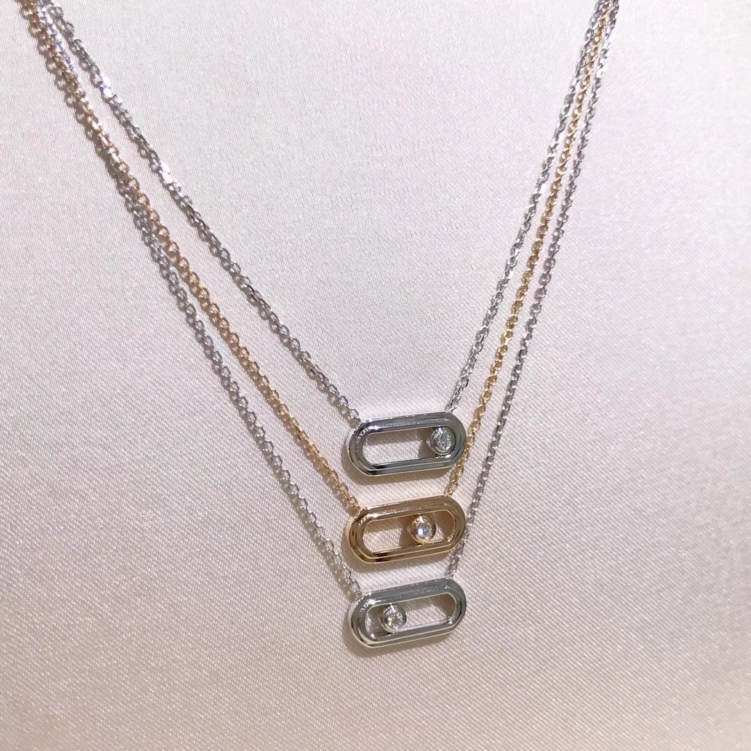 NW00992 Balanced Diamond Necklaces in 18K Gold /white Gold