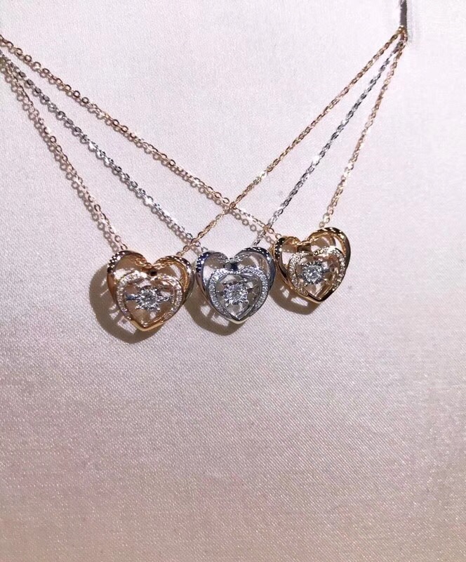 P00155 Heart-shaped Diamond Necklace in 18k White Gold/18k Gold