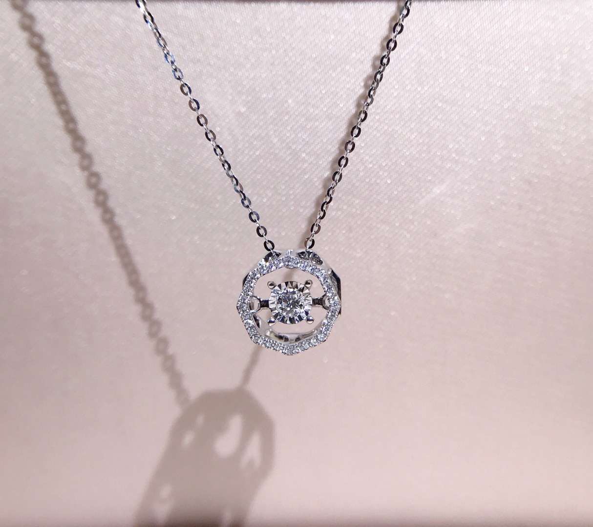 P00933 Octagon Diamond Necklace in 18k White Gold