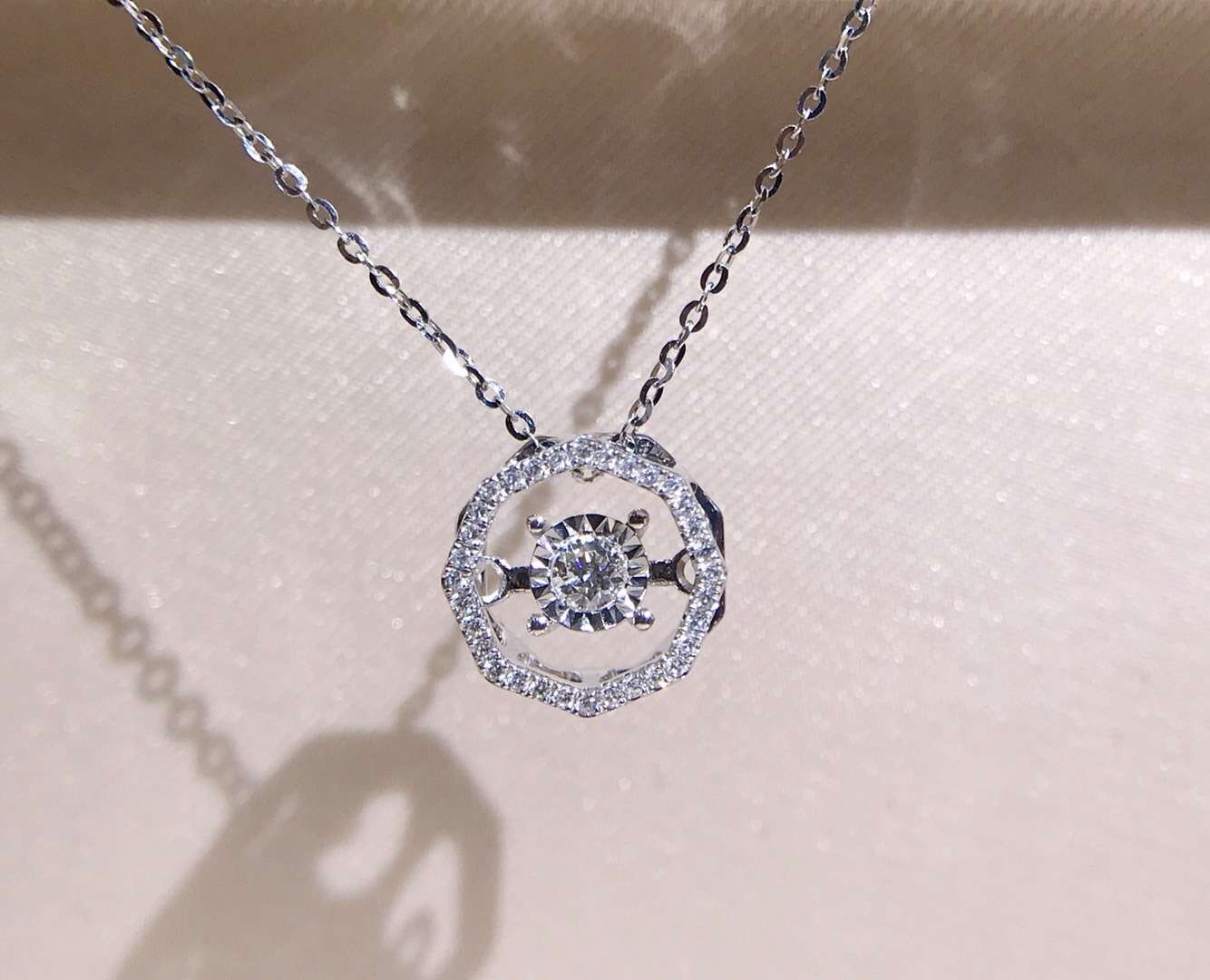 P00933 Octagon Diamond Necklace in 18k White Gold